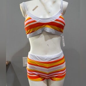 Striped Bikini Set in Orange and Yellow